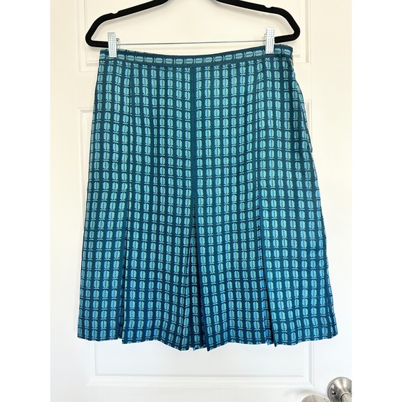 Tory Burch crepe Leigh Skirt, Geometric Blue, Size 10 - Picture 5 of 6